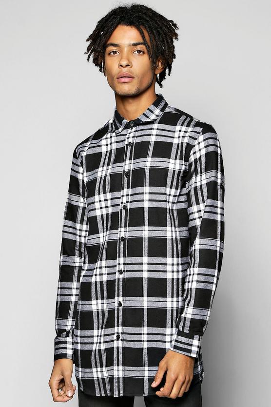 Long Line Check Shirt With Zip Detail